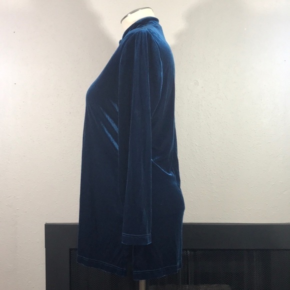 Coldwater Creek Teal Blue Velvet Mandarin Collar Jacket size XL - Picture 2 of 11